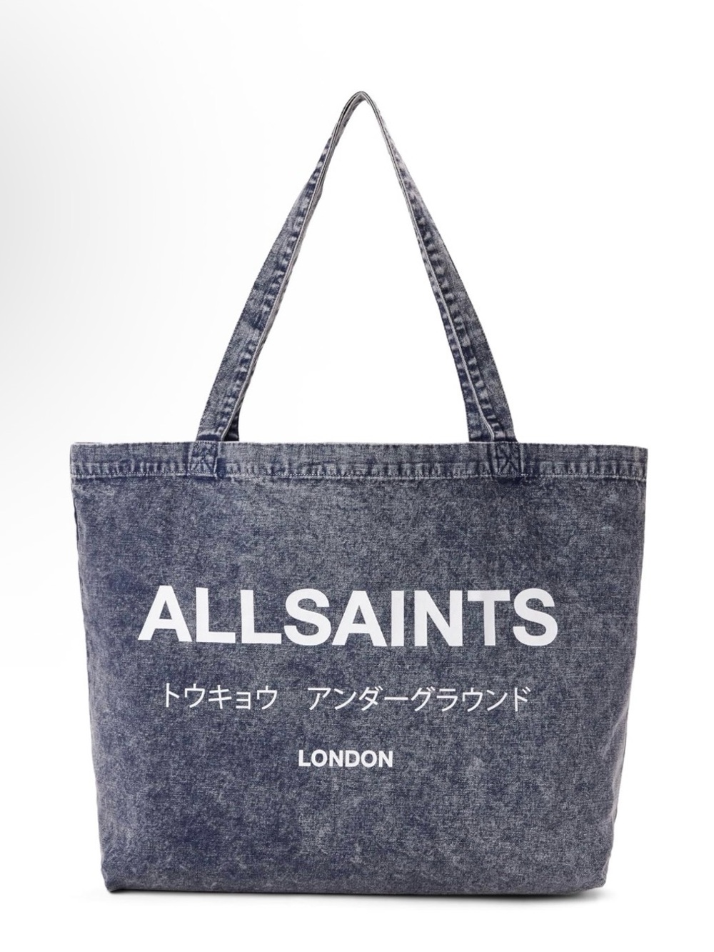NWT All Saints Acid Wash Tote Bag in Deep Sea Navy